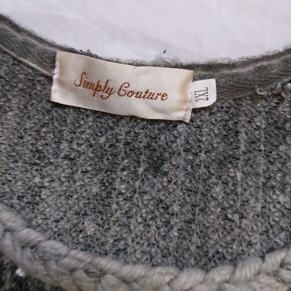 Simply Couture Top Tunic Gray Long Sleeve Lagenlook Shabby Cottage Womens 2XL - Picture 9 of 16